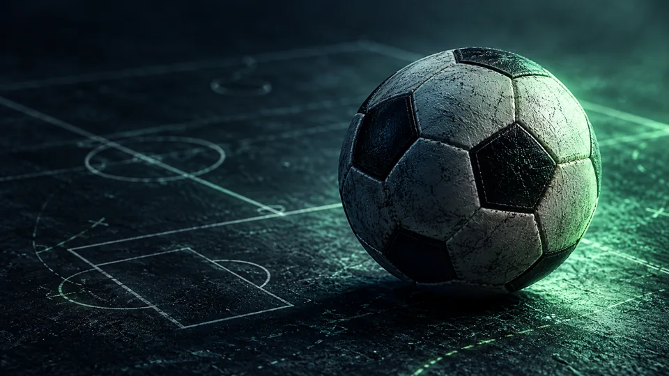 Koyu bir analiz yüzeyi üzerindeki futbol topu; temsili görsel